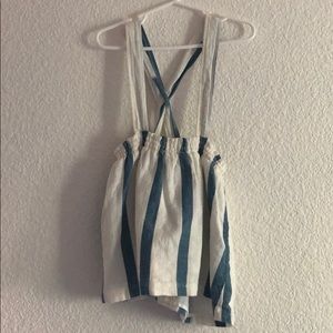 H&M Blue + White Stripe Suspender Skirt